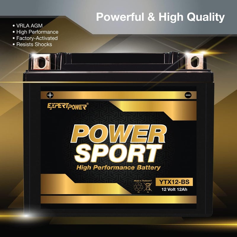 ExpertPower 12V YTX12-BS Maintenance-Free Replacement Battery for Motorcycles, ATVs, Scooters & Snowmobiles – Reliable Batteries Solutions – Compatible w/ 2003 Honda TRX250 Recon & More - Image 4